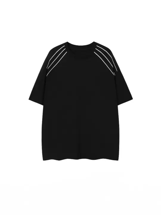 Nicho diseño sentido rayas casual manga corta camisetas hombre moda minimalista tops base leggings moda verano - 1