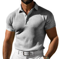Polo de verano 2025, camisa con botones, camiseta waffle para hombre, polo deportivo. - details 3