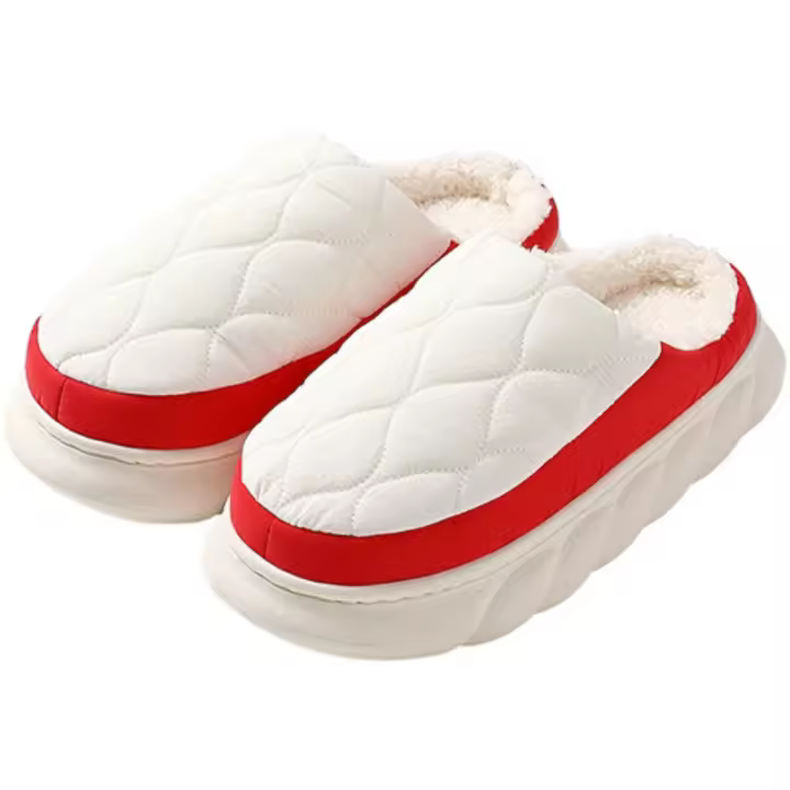 Antideslizante impermeable interior de algodón cálido hogar fondo grueso zapatillas de lana. - 1
