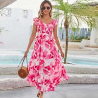 Elegante Vestido Maxi de Chiffon para Mujer GK Cuello en V sin Mangas, Estampado Transpirable, Clásico - details 34