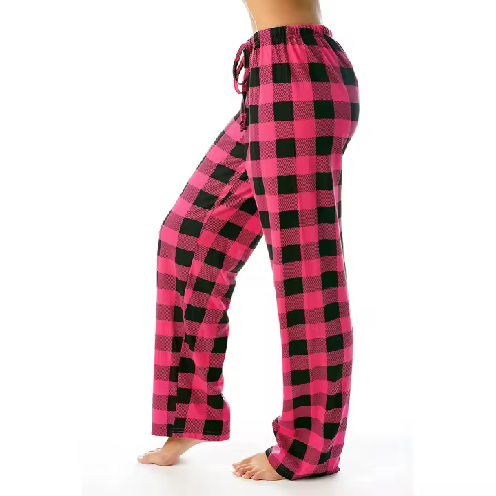Pantalones de Pyjama de Algodón a Cuadros Ropa de Casa Suelta para Mujeres - 1
