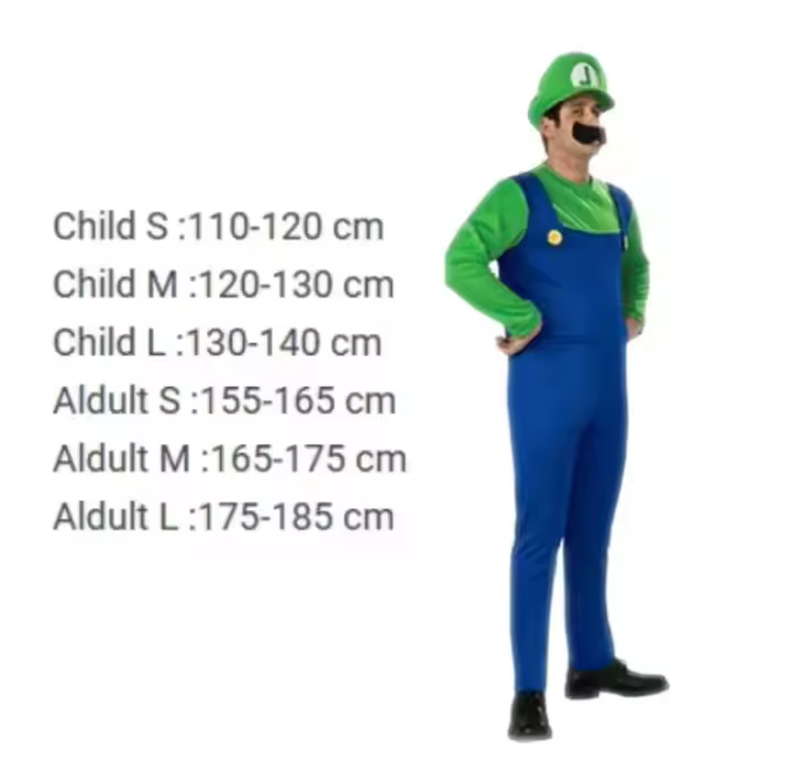Disfraces de Super Mario Luigi Bros Cosplay para niños y adultos - 1