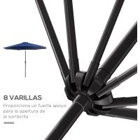 Parasol de Jardín con Manivela Ø295x250 cm Inclinable y Desmontable de Metal para Balcón, Piscina, Patio - details 43