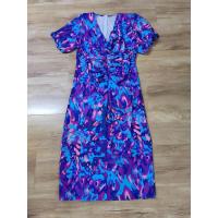 Vestido de Verano 2025 para Mujer Estampado Azul, Cuello en V, Ajuste Delgado, Envoltura de Cadera, Manga Corta - details 23