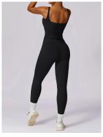 Conjunto de Yoga de 2 Piezas para Mujer Pantalones de Alta Cintura con Talle en la Articulación y Sujetador Cortado para Gimnasio Ropa de Entrenamiento de Primavera/Verano Material Exterior de Nylon - details 8