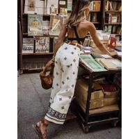 Pantalones de Lino Boho Vintage para Mujer Moda de Verano 2023 Pantalones Suaves con Bordado para Chicas - details 8