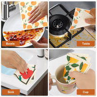 Paños de cocina de microfibra reutilizables, paños suecos con estampado de frutas, absorbentes, para limpieza del hogar, 5 piezas - details 6