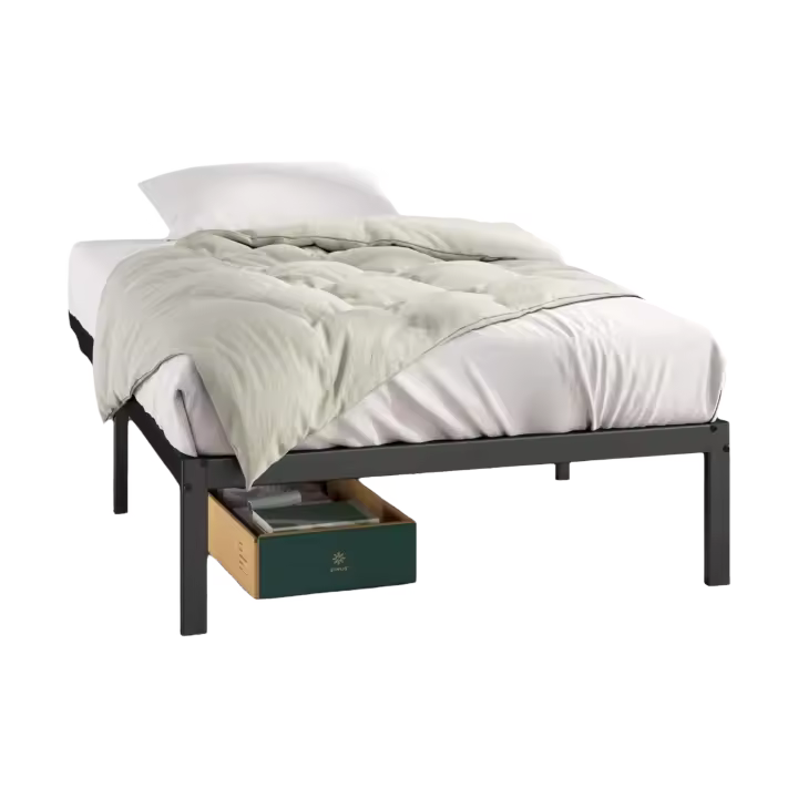 Cama 90 x 190 cm - 36 cm de Altura con Almacenamiento Debajo de la Cama - Marco de Plataforma de Metal - Negro - 1