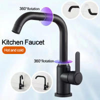 Grifo de fregadero de baño negro mate con caño giratorio de 360 °, mango único, orificio extendido con drenaje emergente de Metal - details 1