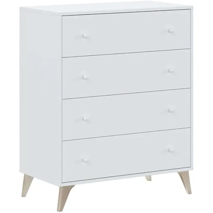 Comoda de 4 Cajones para Dormitorio Modelo Sweet, Acabado en Blanco, Medidas 77,5 cm x 95 cm x 40 cm - 1
