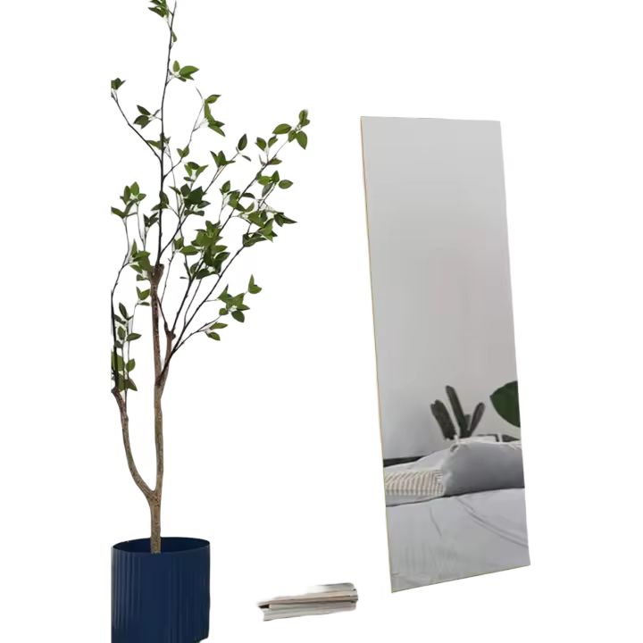 Espejo de Pared Completo Espejo de Vestidor para Dormitorio Marco de Aleación de Aluminio Dorado - 1