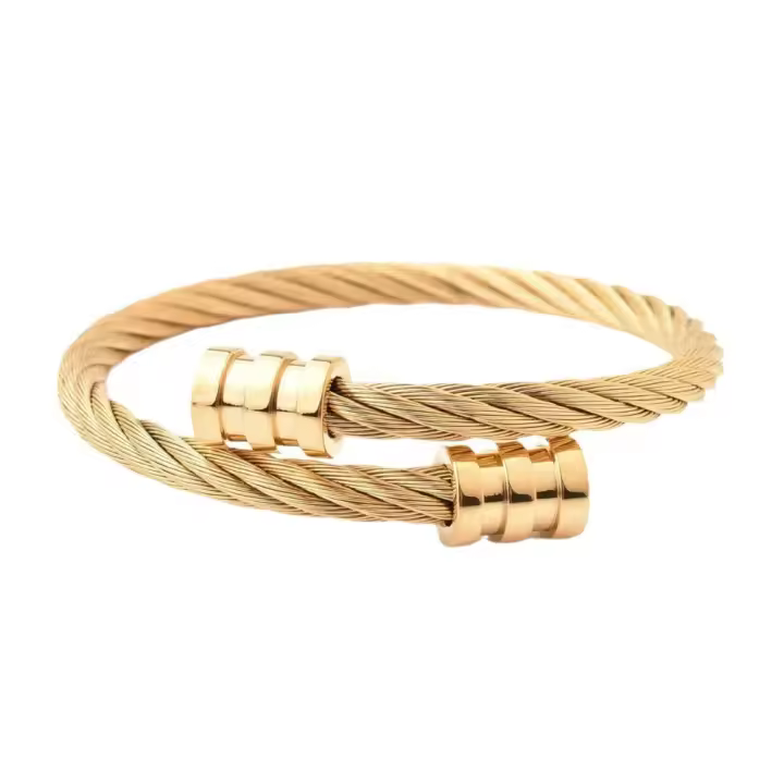 Pulsera para Hombre con Cable de Acero y Titan, Estilo Hip Hop Punk, Ajustable y Elástica - 1
