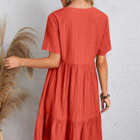 Vestido holgado informal de manga corta para mujer, Color sólido, novedad de 2024 - details 10