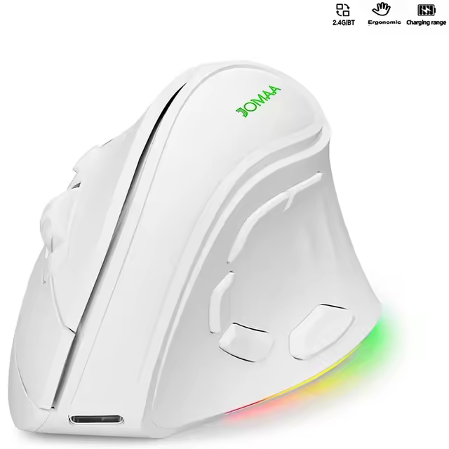 Ratón inalámbrico vertical de doble modo 2.4G ergonómico 4000 DPI 9 botones retroiluminación RGB ratón silencioso inalámbrico recargable para escritorios - 1