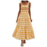 Vestidos largos bohemios para mujer, ropa sin mangas a cuadros, informal, para vacaciones y playa, verano - details 3