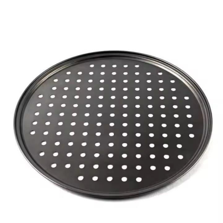 Plato de Malla Redondo Antiadherente Herramienta de Cocina para Hornear Pizza con Agujeros - 1