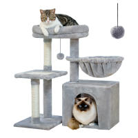 PAWZ Road Árbol para gatos 2 en 1 con poste rascador de Sisal, hamaca, condominio para gatos grande, casa tipo torre para gatos pequeños, tablero rascador para gatos de interior, juguetes para gatos - details 17