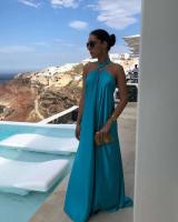 Elegante Vestido de Noche de Satén con Halter Neck Holgado Moda de Verano A-e - details 1