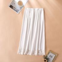 Enagua larga de encaje con flores de malla para mujer, vestido medio antideslizante antideslumbrante, vestido de enagua interior de Color puro - details 2