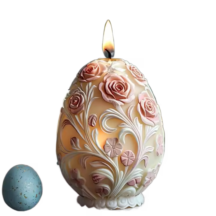Vela con fragancia de silicona, molde para huevos de Pascua con flores en relieve, rosa, bricolaje, molde para velas, patrón de tulipán, molde de jabón 3D, fabricación de velas - 1