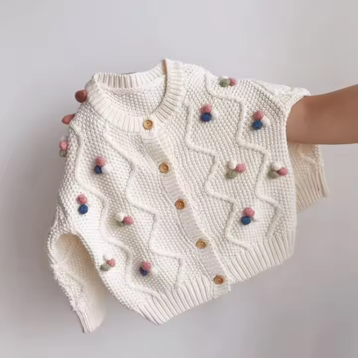 Cárdigan para niños, suéter colorido para niñas de primavera y otoño, abrigo informal tejido de color caramelo de 1 a 12 años - 1