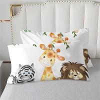 Juego de Ropa de Cama con Elefante y Flores para Bebé Animal de Dibujos Animados Lindo Cubierta de Edredón de Giraffe para Niñas y Niños - details 3