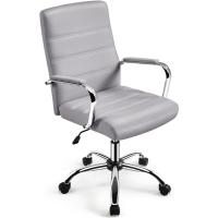 Silla Giratoria de Oficina Sillón de Trabajo con Respaldo Tapizado Asiento Sintético Altura Ajustable Negro - details 19