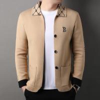 Cárdigan de punto de solapa de manga larga para hombre con diseño de bordado de letras de otoño e invierno, chaqueta suéter informal - details 11
