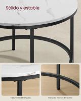 Centro, Mesita de Salón, de Mármol de Imitación Redonda, Estante de Vidrio Templado, Montaje Fácil, Estilo Moderno, Blanco Mármol y Dorado Claro LCT072W59 - details 20