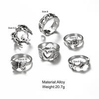 Conjunto de anillos de billar de póker de color plateado Vintage Punk para mujer Anillos de corazón gótico Hip Hop Y2k joyería de regalo masculina de moda coreana - details 23