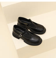 Nuevo Xiaoxiangfeng boca poco profunda T cinturón suela gruesa tacón medio zapatos pequeños de cuero casual zapatos de mujer - details 14