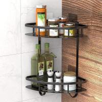 Estante esquinero para baño, organizador, cesta de pared plateada sin taladro - details 10