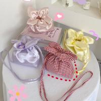 Paquete ligero de bolsillo con cordón de flores, bolsa de almacenamiento, bolso de flores de estilo coreano, bolso de hombro de mezclilla satinado a cuadros, compras - details 14