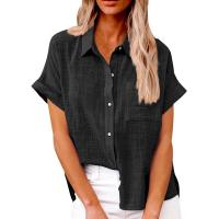 Camisa Simple y a la Moda para Mujer Algodón y Lino Informales, Clásicas con Manga Corta y Borlas - details 8