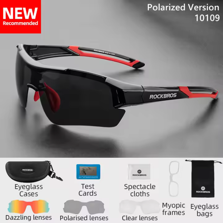 ROCKBROS-gafas polarizadas de ciclismo para hombre, lentes de sol deportivas para bicicleta de montaña y carretera, 3 lentes - 1