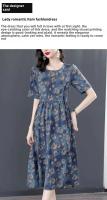 Elegante Vestido de Seda Hielo para Mujer Ajuste Suelto Largo Manga Larga Moda de Verano 2023 Estilo Floral Falda para Madre de Edad Media - details 1
