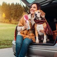 Botella de agua portátil de plástico para perros, a prueba de fugas, multifuncional, extraíble, para mascotas, para viajes al aire libre - details 3
