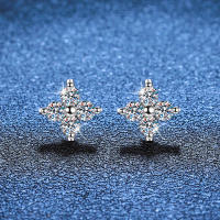 Pendientes de plata de ley de estilo único S joyería personal de trébol de cuatro hojas - details 2