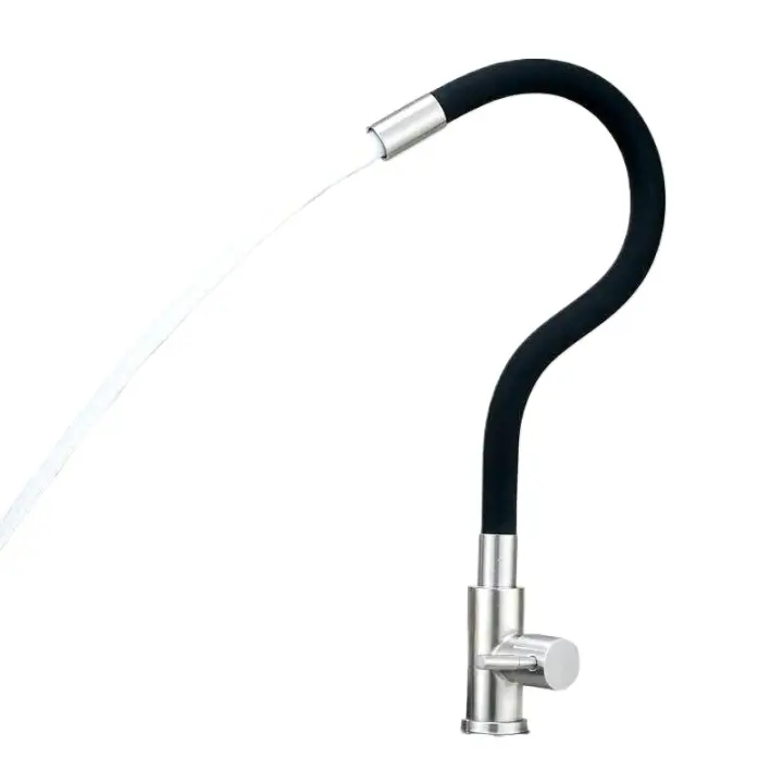 Grifo de Cocina Montado en la Pared Mezclador de Acero 304 con Nariz de Gel de Sílice - 1