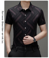 Camisa de manga corta elástica estampada para hombre, ropa informal de playa de verano para hombres de mediana edad - details 3