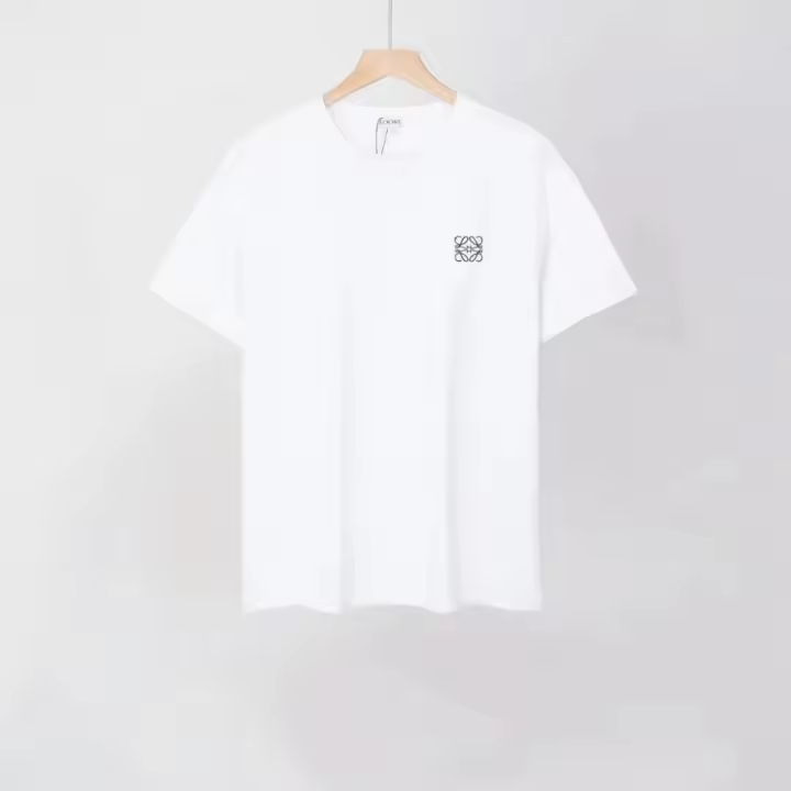 LOEVE, novedad de verano, camiseta con bordado de letras de algodón puro, marca de moda para hombre, manga corta, Top informal americano de cuello redondo para parejas - 1