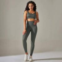 Conjunto de yoga acanalado sin costuras para mujer, ropa de gimnasio, sujetador con elevación, leggings, top de entrenamiento, chándal deportivo, 2 piezas - details 39
