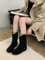 Botas de pila de fondo plano vintage Botas occidentales ajustadas Manga de cabeza redonda - details 16