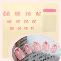 Wearable uñas cortas ovaladas lazo francés manicura minimalista uñas removibles chapa de uñas wearable acabados nuevos - details 2