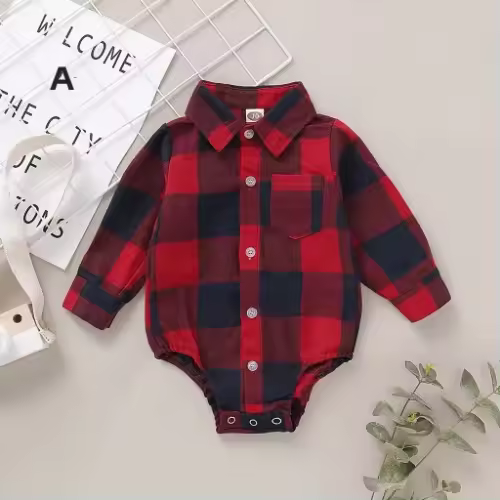 Rompeveranos para bebé niño de 0 a 18 meses, rojo a rayas, con mangas largas, body de moda para primavera/otoño, traje completo para bebé. - 1