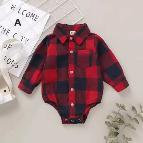 Rompeveranos para bebé niño de 0 a 18 meses, rojo a rayas, con mangas largas, body de moda para primavera/otoño, traje completo para bebé. - 1