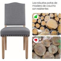 Juego de 4 sillas de comedor con respaldo alto, sillas de cocina, patas de madera maciza, diseño clásico, con botones bronceados, sillones y sillas para salón, asientos tapizados - details 35