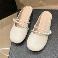 Baotou media zapatillas mujer desgaste exterior, verano nueva noche de hadas viento fondo plano sin tacón persona perezosa zapatos de un pie - details 2