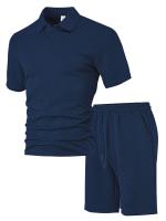 Los hombres de verano de manga corta Traje de Jacquard Casual Sports Hombres Slim Lapelado POLO Camisa de manga corta Traje - details 9