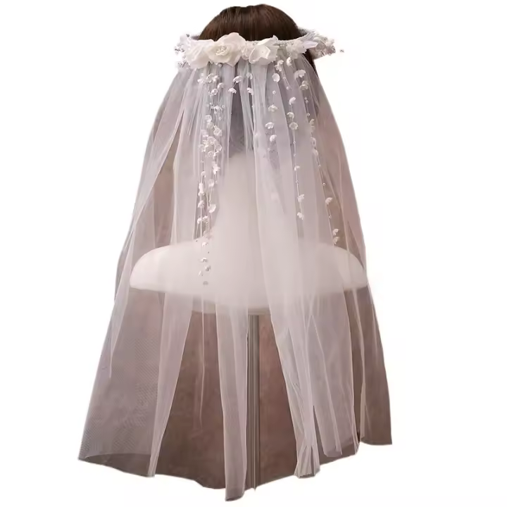 Velo de novia blanco marfil velos de boda catedral borde de encaje largo velo de novia con peine accesorios de boda novia Veu - 1